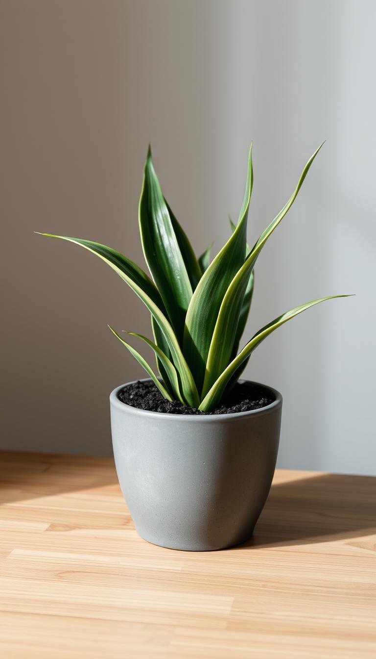 snake plant pot and soil