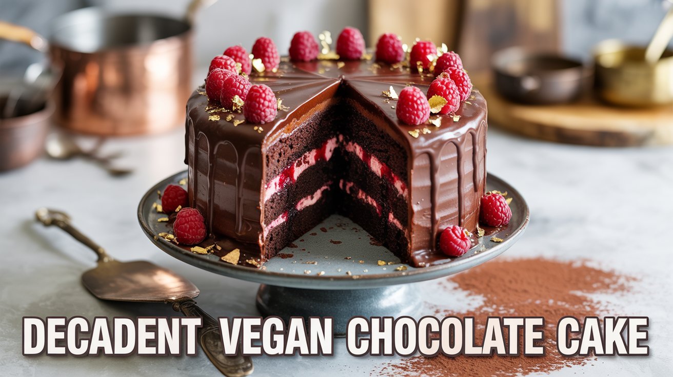 Vegan Chocolate Cake with Raspberry Filling