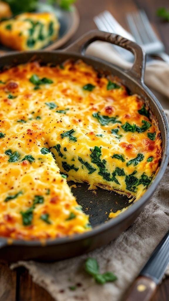 Cheesy Hash Brown Egg Bake with Spinach