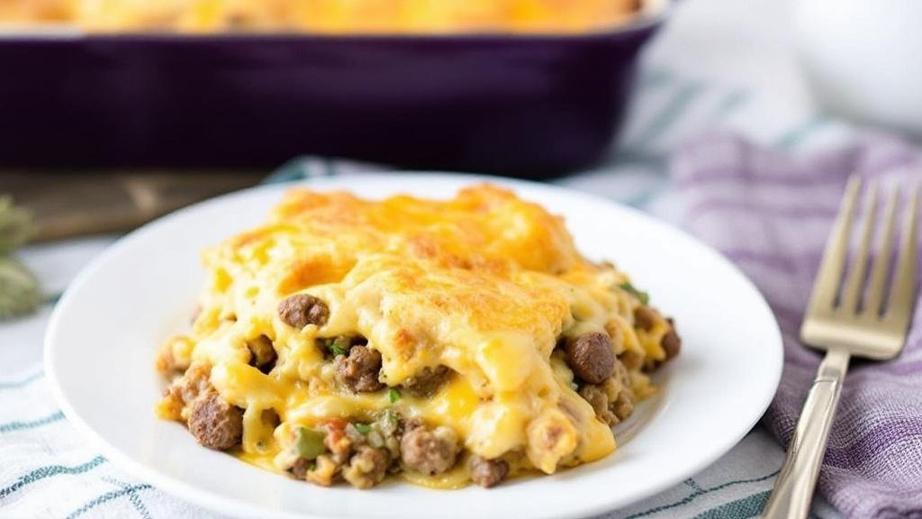 Sausage and Cheese Croissant Casserole