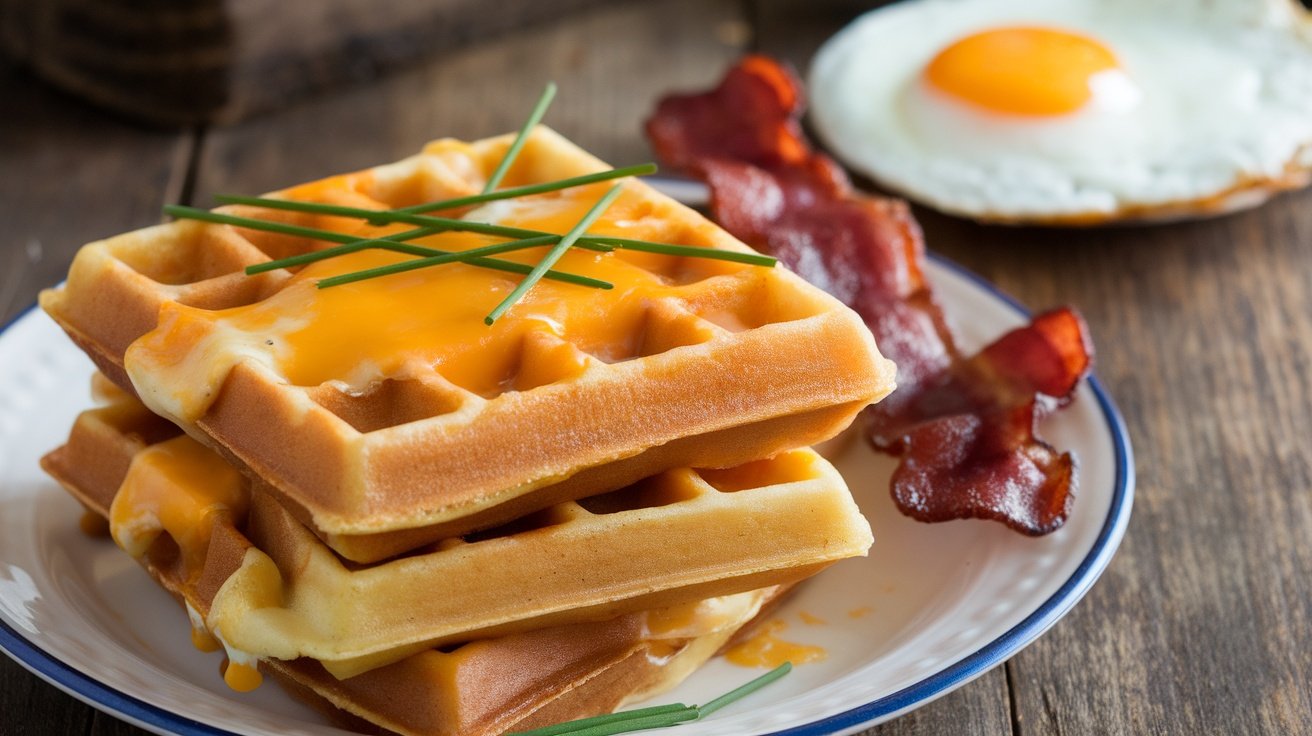 Savory Cheddar and Chive Breakfast Waffles