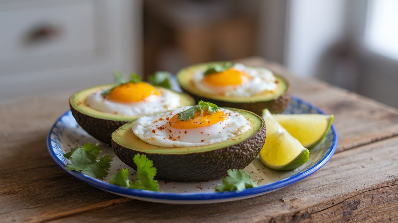 Baked Avocado Eggs with Cilantro
