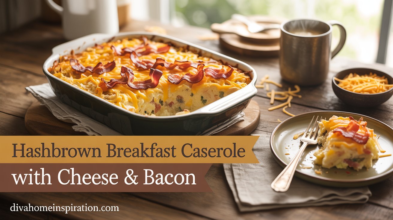 Hashbrown Breakfast Casserole with Cheese & Bacon