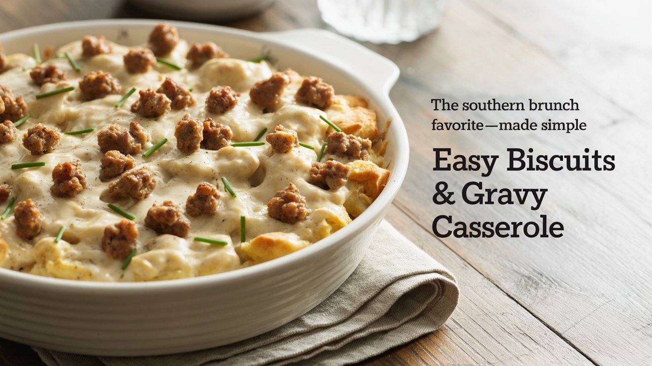 Easy Biscuits and Gravy Breakfast Casserole